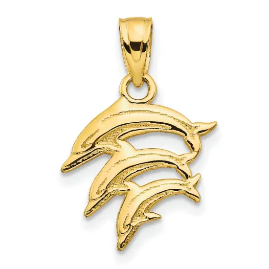 10K Gold Dolphin Charm Pendant Jewelry 20mm x 11mm {1}