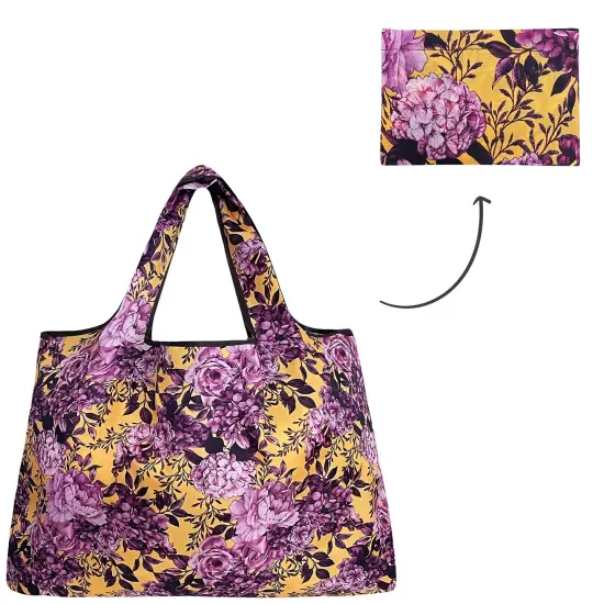 Wrapables Large Foldable Tote Nylon Reusable Grocery Bags Lavender Bloom {4}