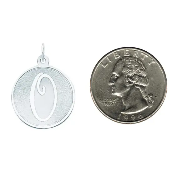 Sterling Silver Brocaded Initial Capital O Charm Jewerly 27mm x 20mm {2}
