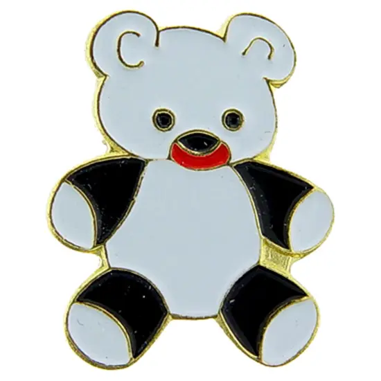 Teddy Bear Black & White Pin 1" {1}