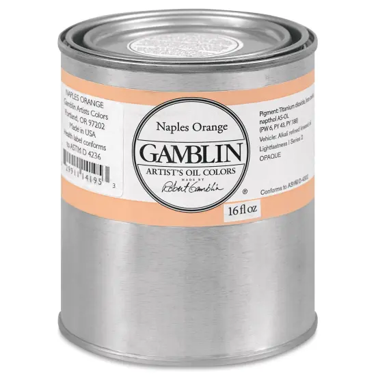 Gamblin Artist's Oil Color - Naples Orange, 16 oz Can {2}
