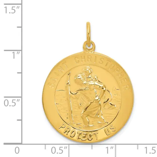 Sterling Silver Gold Plated Saint Christopher Medal {4}