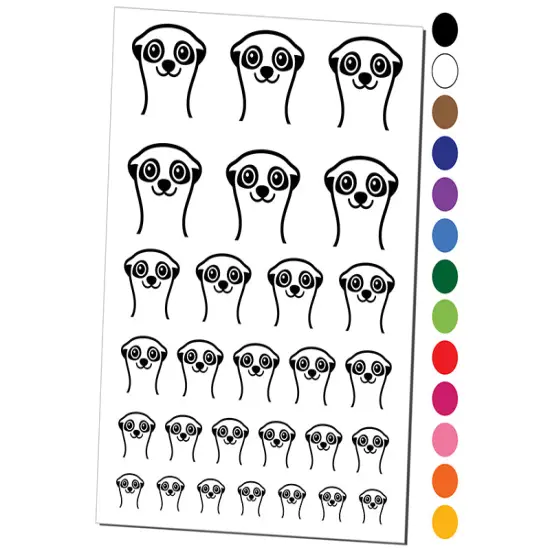 Peeking Meerkat Temporary Tattoo Water Resistant Fake Body Art Set Collection Dark Green {1}