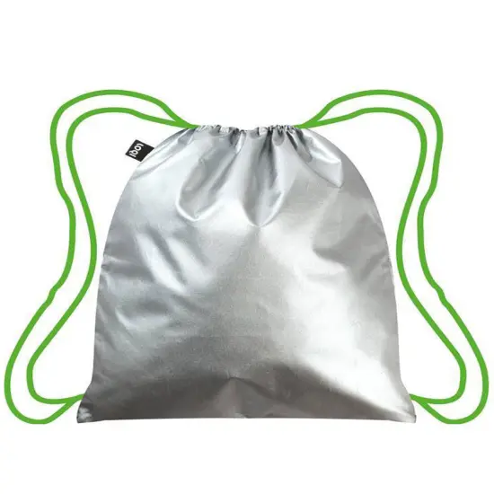 LOQI METALLIC Silver/Green Backpack {1}
