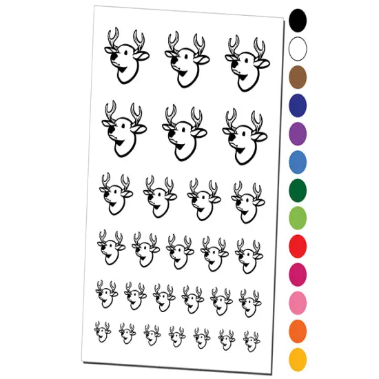 Deer Buck Head Temporary Tattoo Water Resistant Fake Body Art Set Collection Black {1}