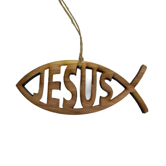 Jesus Fish - Cedar Ornament {4}