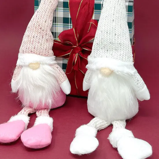 Wrapables Pink & White Sitting Gnome Dolls for Tabletop and Holiday Decorations (Set of 2) {3}