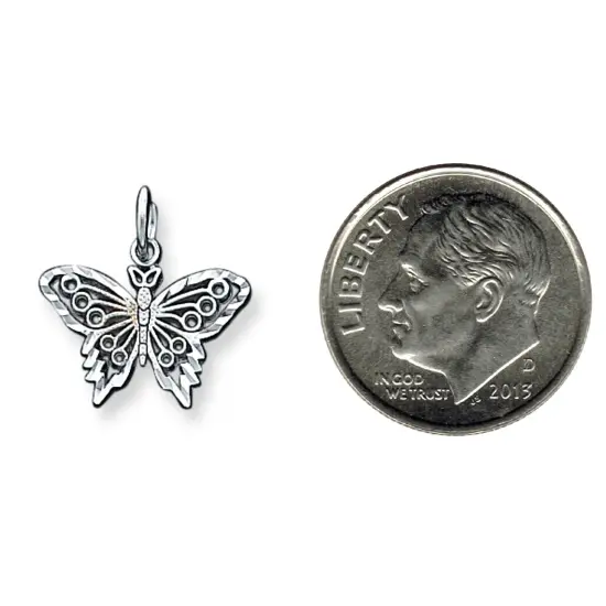 10K White Gold Butterfly Charm Jewelry FindingKing Approx. 18mm Long X 19mm Wide {2}