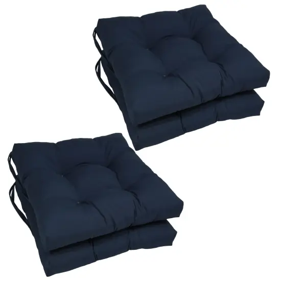 16-inch Solid Twill Square Tufted Chair Cushions (Set of 4) - Navy {1}