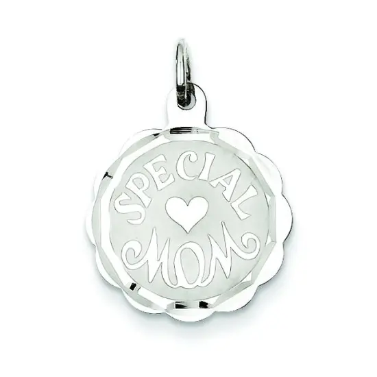 Sterling Silver Special Mom Disc Charm FindingKing Jewerly 18mm x 16mm {1}