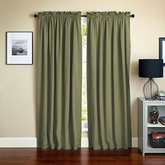 Blazing Needles 108-inch by 52-inch Twill Curtain Panels (Set of 2) - Sage {1}