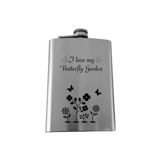 8oz I love my Butterfly Garden Stainless Flask {1}