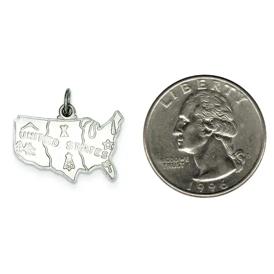 Sterling Silver United States Charm Pendant Jewelry 17mm x 23mm {2}