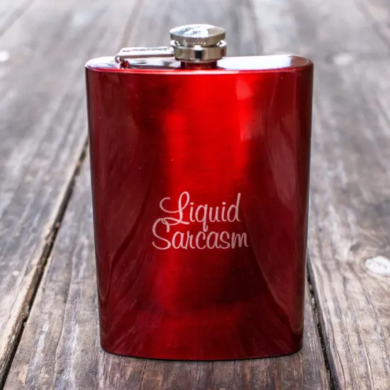 8oz RED Liquid Sarcasm Flask {2}