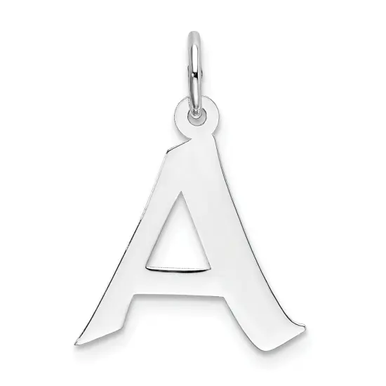 Sterling Silver Medium Artisian Block Initial A Charm Jewerly 21mm x 15mm {1}