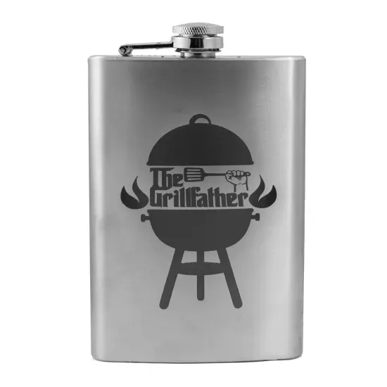 8oz The Grillfather Stainless Steel Flask {1}
