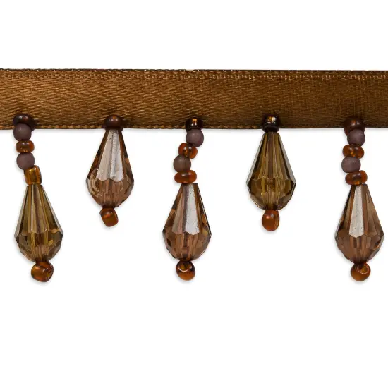 5 yards of Joanne Beaded Teardrop Fringe Trim | 5 yard cut Light Brown {1}