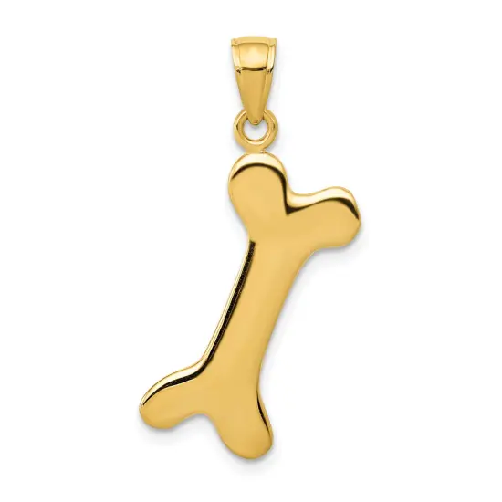 14K Yellow Gold Dog Bone Charm Polished Pendant Jewelry 34mm 34mm x 19mm {1}