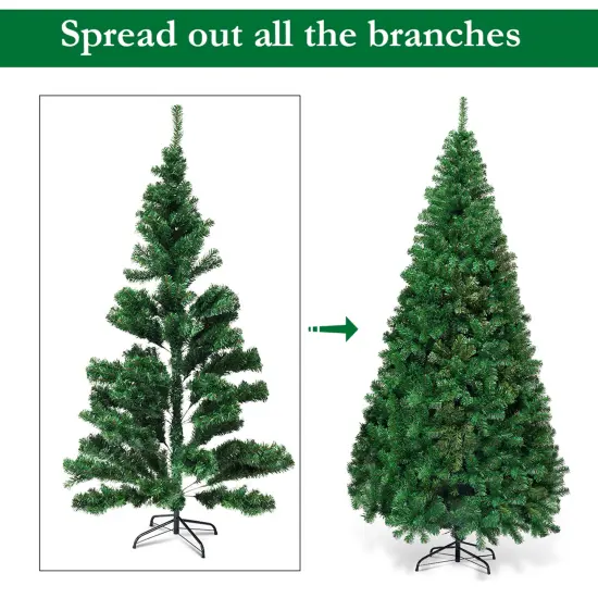 Costway 5Ft/6Ft/7Ft/8Ft Artificial PVC Christmas Tree W/Stand Holiday Season Indoor Outdoor Green {4}