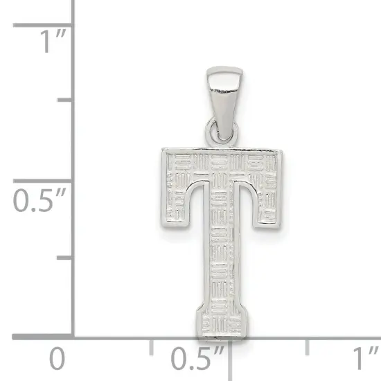 Sterling Silver Initial Letter T Charm Pendant Jewelry 25mm x 9mm {5}