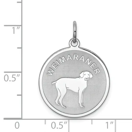 Sterling Silver Weimaraner Disc Charm Pendant Jewelry 26mm x 19mm {5}