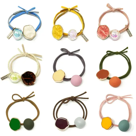 Wrapables Multicolor Beads & Baubles Hair Ties (Set of 9) {1}