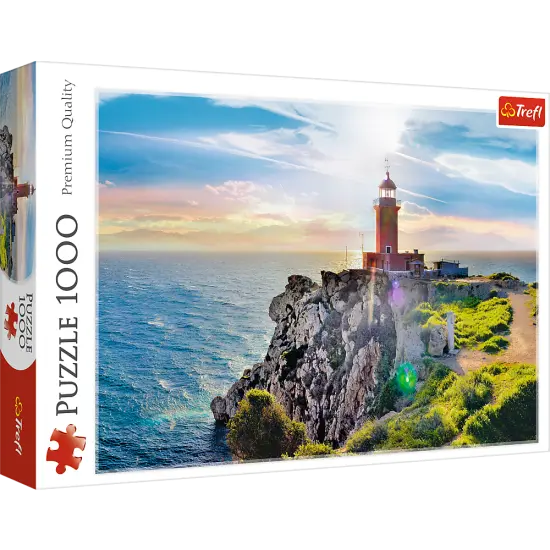 1000 Piece Jigsaw Puzzles, The Melagavi Lighthouse, Greece, Ocean, Alkyonides Islands, Adult Puzzles, Trefl 10436 {1}