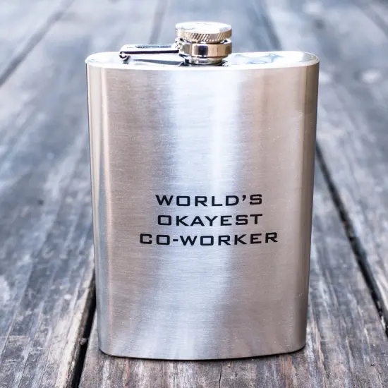 8oz World's Okayest Co-Worker Stainless Steel Flask {1}
