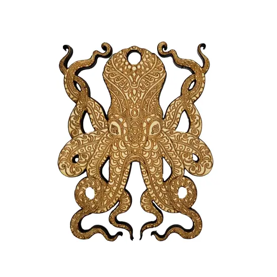 Ornament - Octopus - Raw Wood {1}
