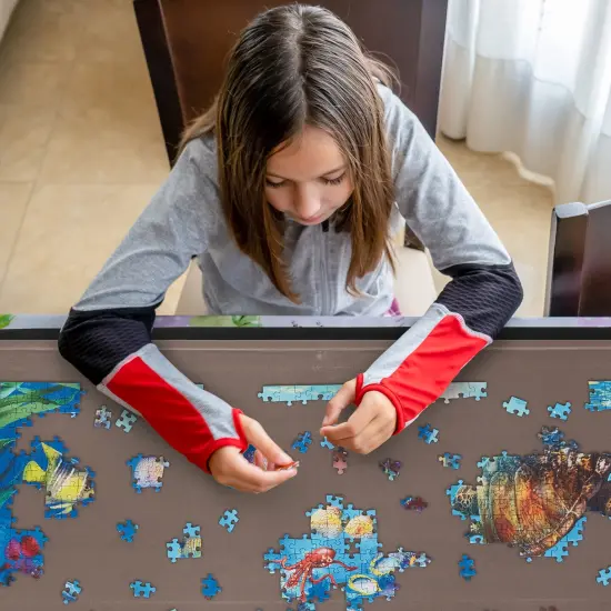 Jumbl Leather Puzzle Portfolio Caddy, Puzzle Holder W/Board & Puzzle Trays for 1,500-Piece Puzzles  {6}