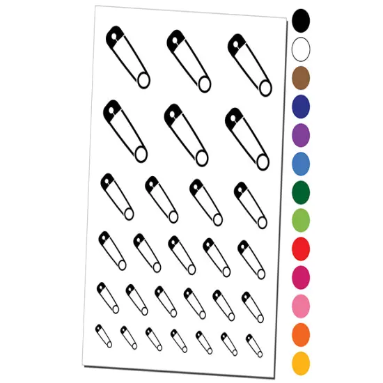 Safety Pin Temporary Tattoo Water Resistant Fake Body Art Set Collection Light Blue {1}