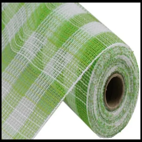 10.25"x10YD Faux Jute Checkered Mesh in Fresh Green/White - Versatile Crafting Material-RY832066 {2}