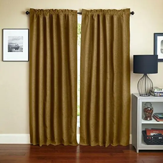 Blazing Needles 84-inch by 52-inch Patterned Jacquard Chenille Curtain Panels (Set of 2) - Champaign {1}