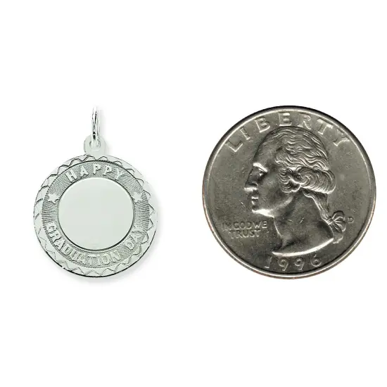 Sterling Silver Happy Graduation Day Charm Engraveable Jewerly 27mm x 20mm {2}