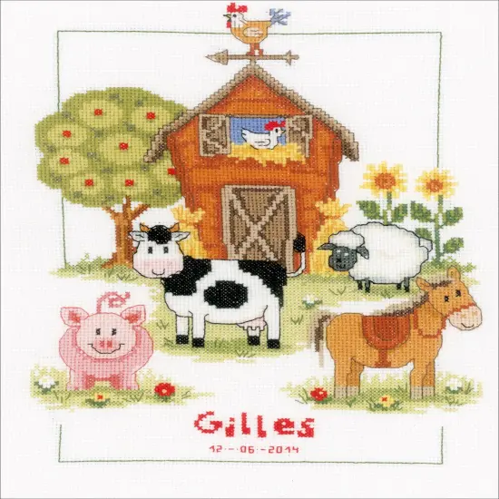 Vervaco Counted Cross Stitch Kit 8.75"X11.5"-At The Farm Record On Aida {2}