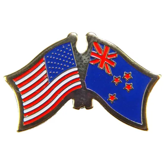 American & New Zealand Flags Pin 1" {1}