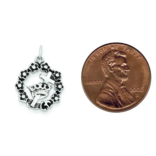 Sterling Silver Wreath Cross Charm Jewerly 18mm x 16mm {2}