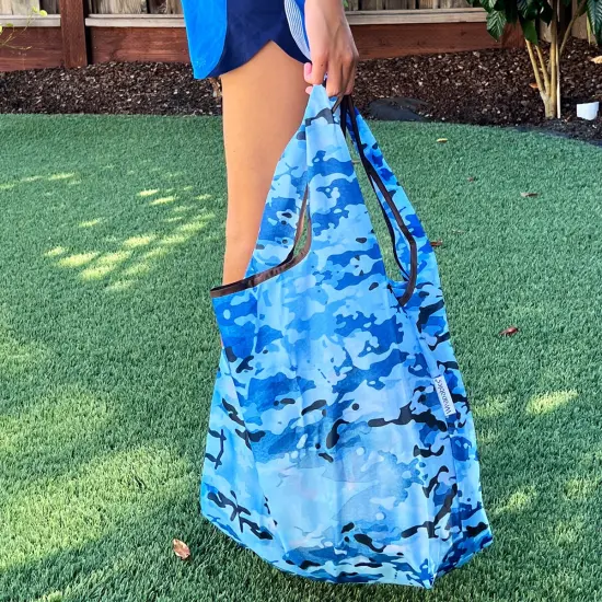 Wrapables JoliBag Collection Reusable Shopping Bag (Set of 2) Blue Camo {6}