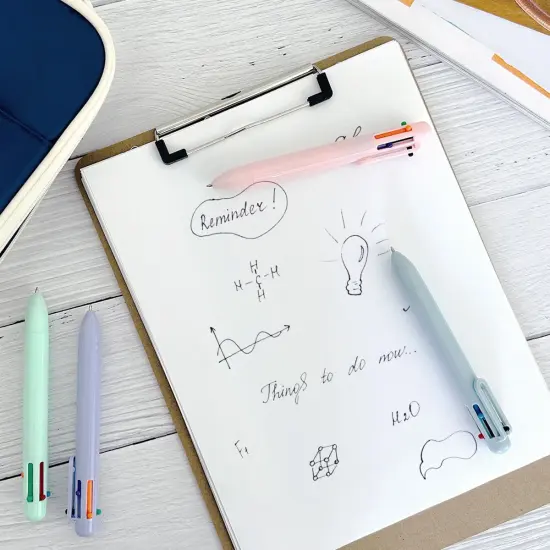 Wrapables Multi-Color 6-in-1 Retractable Ballpoint Pens for Home, Office, Stationery (Set of 8) Pastel {6}