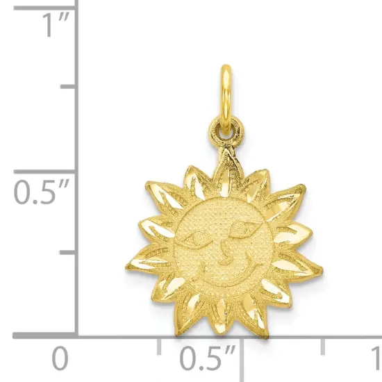 10K Yellow Gold Smiling Sun Charm Jewelry FindingKing 20 X 18mm  {3}