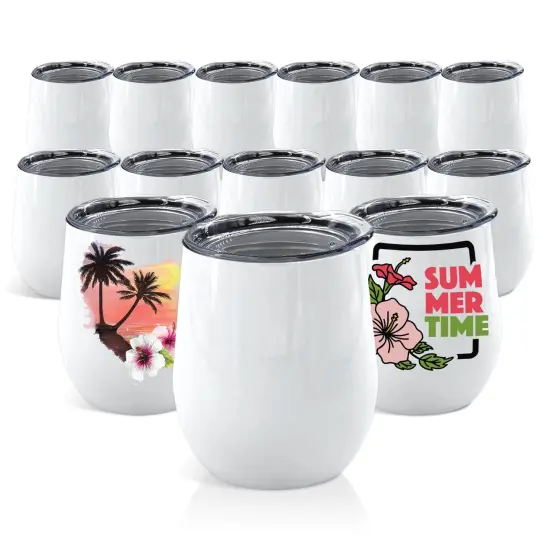 ProSub 12oz Wine Tumbler Stemless Sublimation Blanks White - 12 Pack {1}