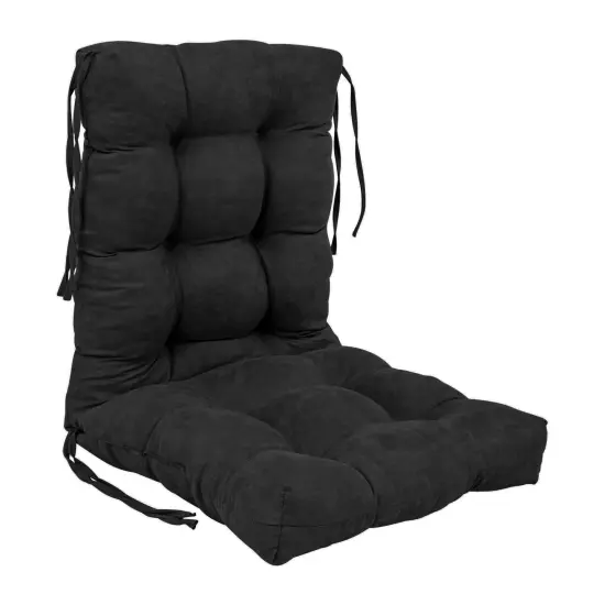 18-inch by 38-inch Solid Microsuede Tufted Chair Cushion Black-Color {1}