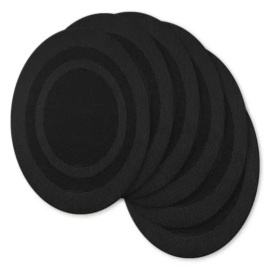 DII Black Round Pvc Doubleframe Placemat (Set of 6) {1}