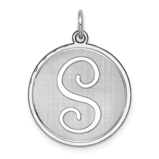 Sterling Silver Brocaded Initial Capital S Charm Jewerly 27mm x 20mm {1}