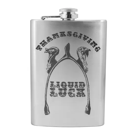 8oz Thanksgiving Liquid Luck Stainless Steel Flask {1}