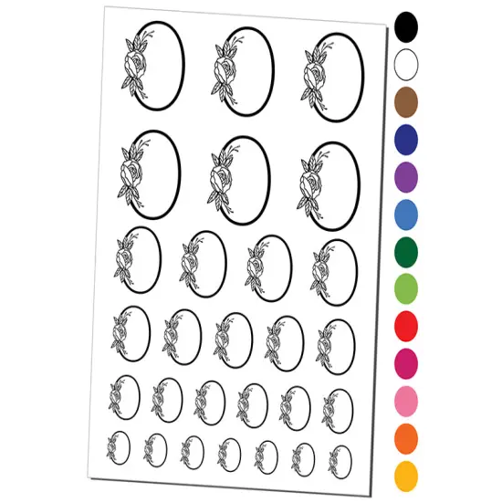 Rose Typewriter Font Capital Letter O Temporary Tattoo Water Resistant Fake Body Art Set Collection Light Pink {1}