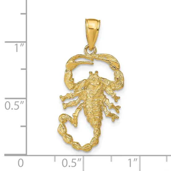 14K Yellow Gold Scorpion Charm Polished Pendant Jewelry 30mm x 14mm {3}