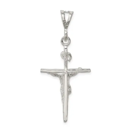 Sterling Silver INRI Crucifix Pendant Charm Jewelry 44mm x 21mm {3}