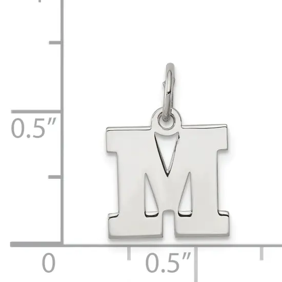 Sterling Silver Small Block Initial Letter M Charm Jewerly 16mm x 10mm {4}