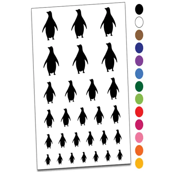 Chill Penguin Silhouette Temporary Tattoo Water Resistant Fake Body Art Set Collection Orange {1}